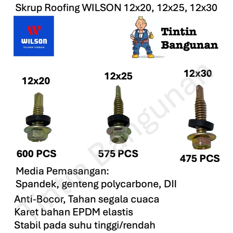 Jual Skrup Sekrup Roofing WILSON Baut roofing, Skrup Atap Roofing Screw ...