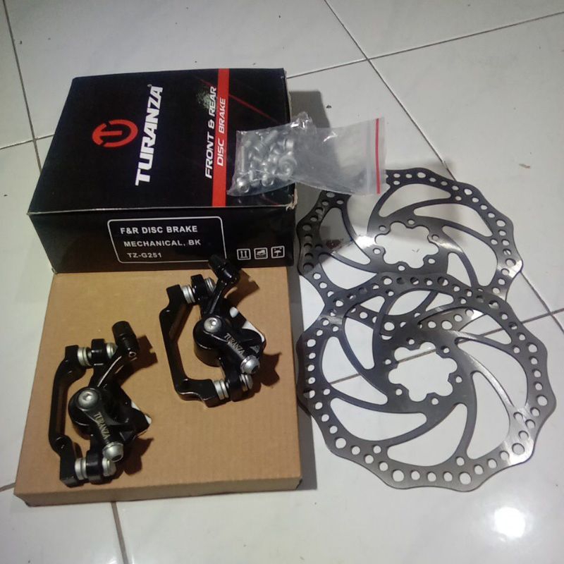Jual brakeset rem cakram mekanik 160 6in plus rotor rem