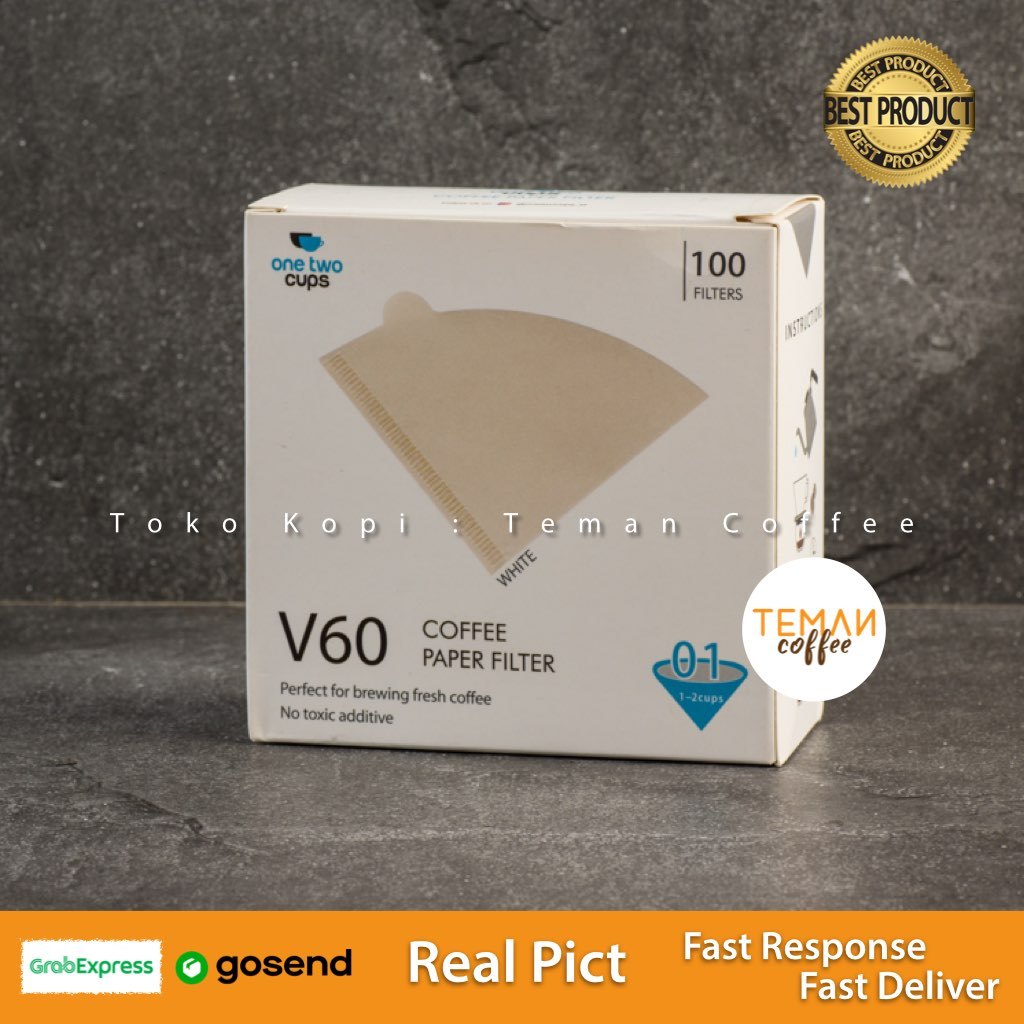 Jual One Two Cups V60 Coffee Paper Filter 1-2 Cups 100 PCS - V60 White ...