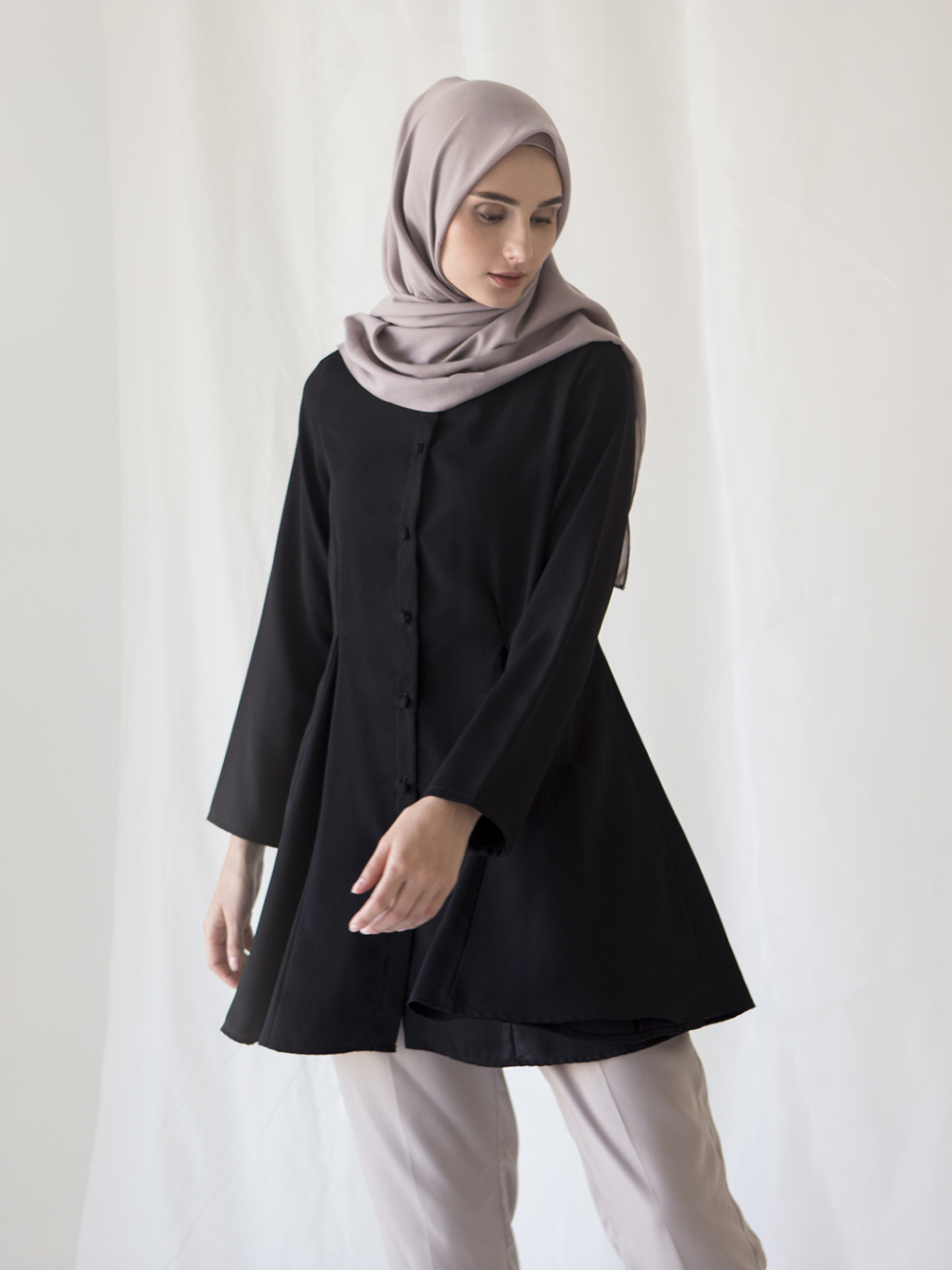 Jual Wiyana by Aska Label - Basic Blouse Wanita Muslim Full Kancing ...