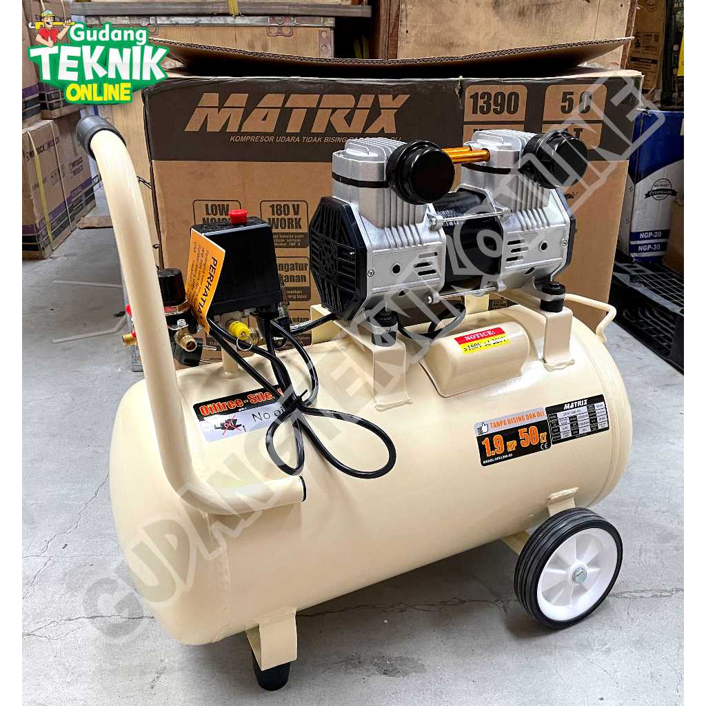 Jual Kompresor Angin 50L OFS1390-50 MATRIX 2HP LISTRIK OILESS CEPAT ...