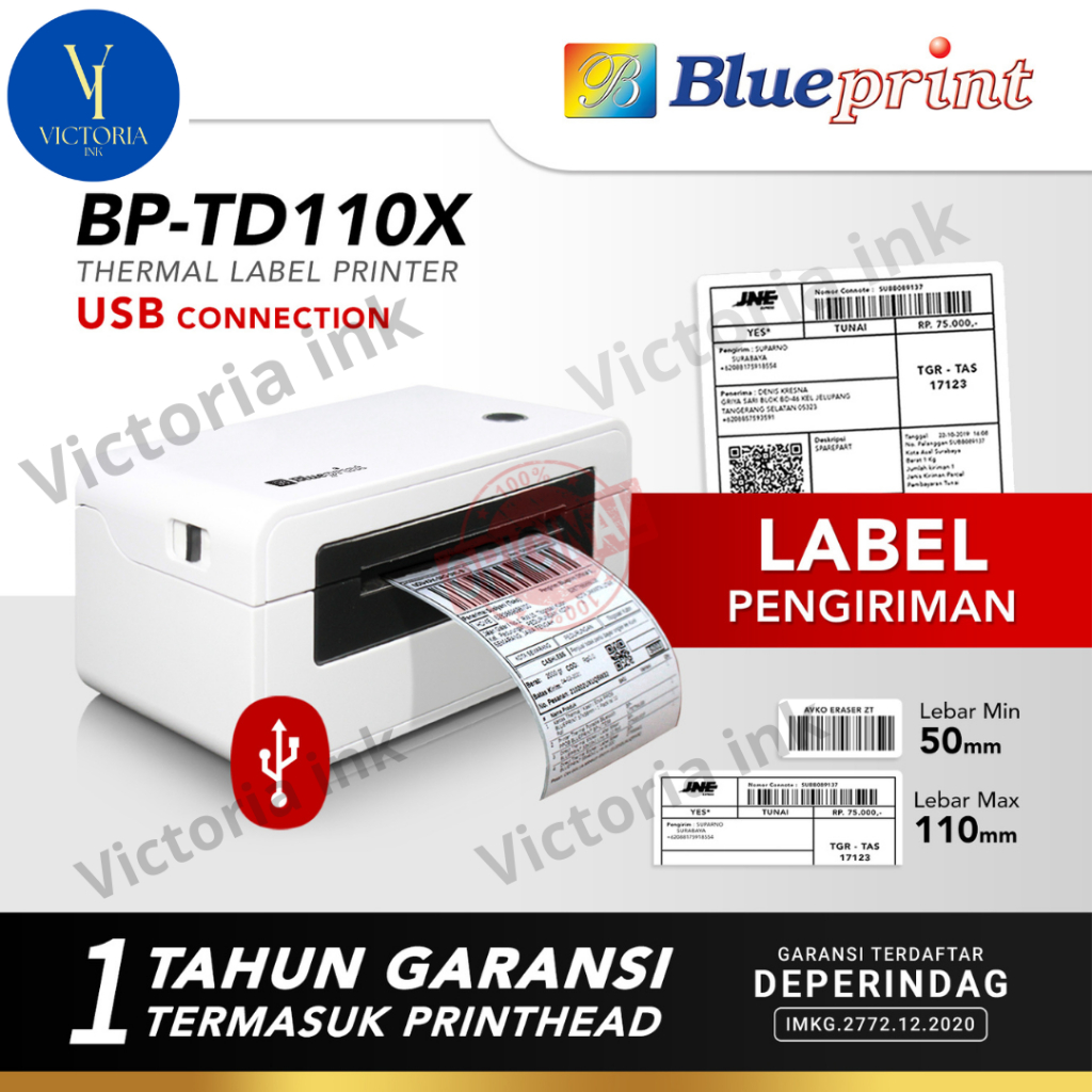 Jual Printer Barcode Thermal Printer Label Resi A6 BLUEPRINT BP TD110X ...