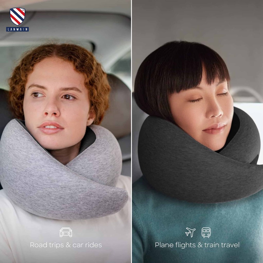 CHSG 2 Pieces Travel Pillow Neck Pillow U-Shaped Memory Foam Soft Neck Support Headrest Airplane Soft Washable And Breathable Comfortable For Sleeping On The Plane Car Or Train