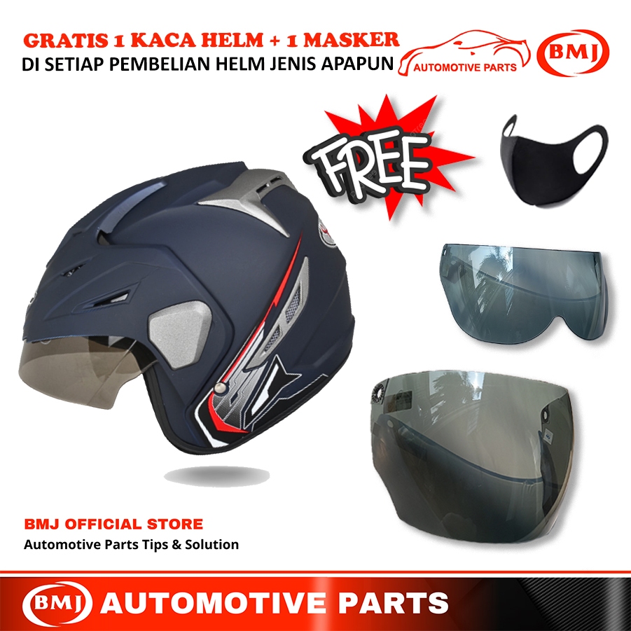 Jual Helm Virtue Minimalis Half Face SNI Free Kaca Helm | Shopee Indonesia