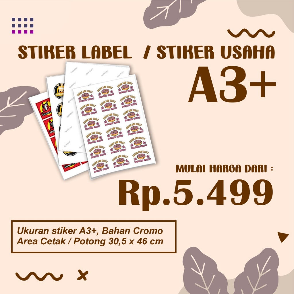 Jual Cetak Stiker A3+ Label Makanan Minuman Skincare Label Usaha ...