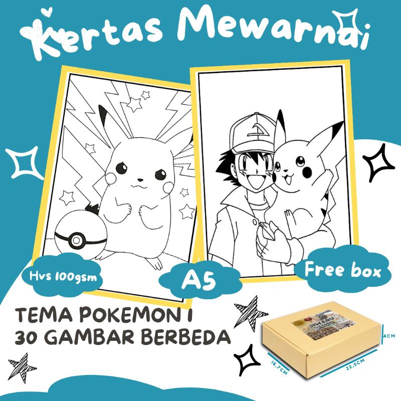 Jual Kertas mewarnai sketsa 30 lembar (A5 100gsm) untuk anak Paud / Sd ...