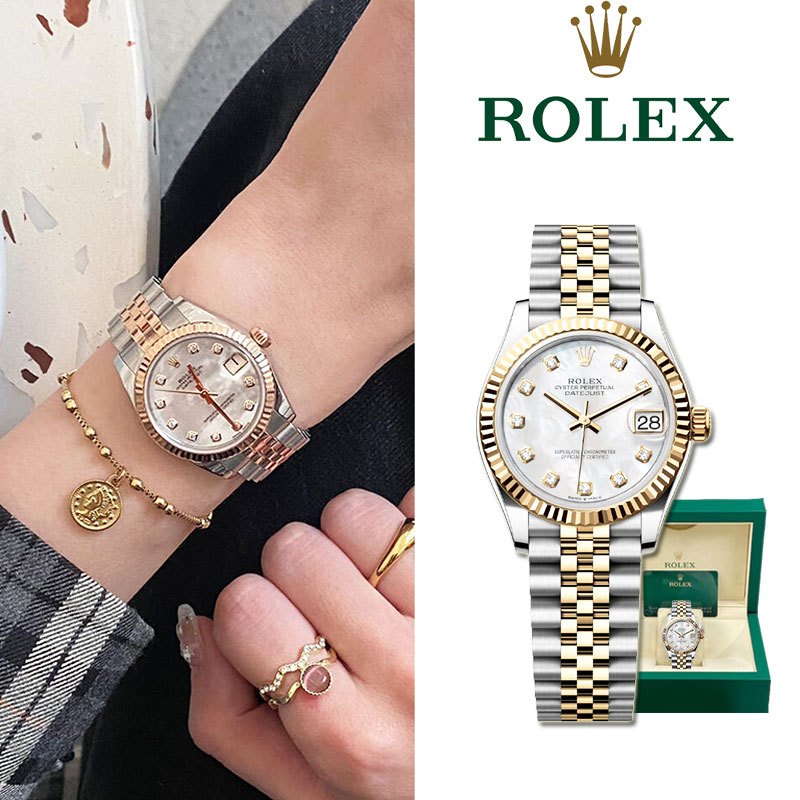 Rolex 100 original rolex watch Datejust jam tangan Wanita m278273 0026 Ready Stock Garansi 1 tahun Automatic 18K Gold uang perantara Teflon material