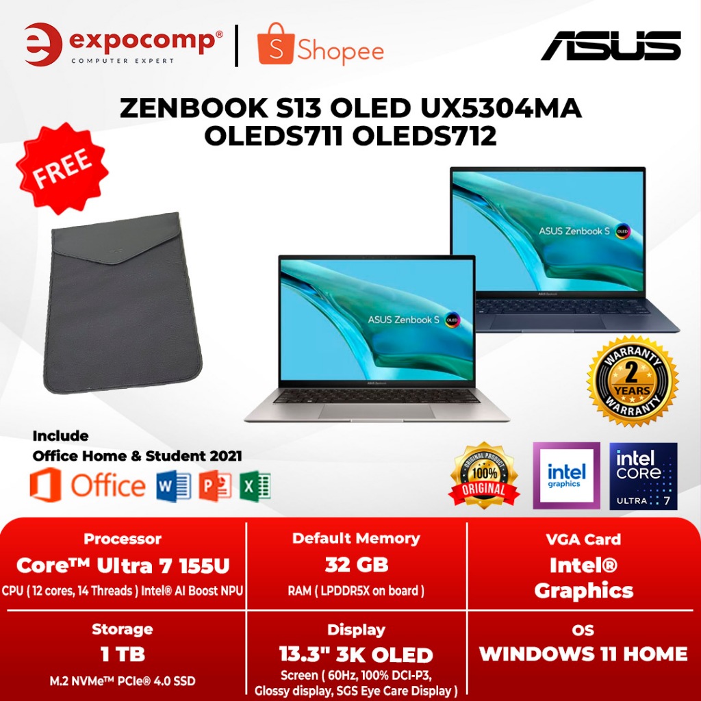 Jual Asus Zenbook S13 Oled Ux5304ma Oleds711 Oleds712 Core Ultra 7 155u