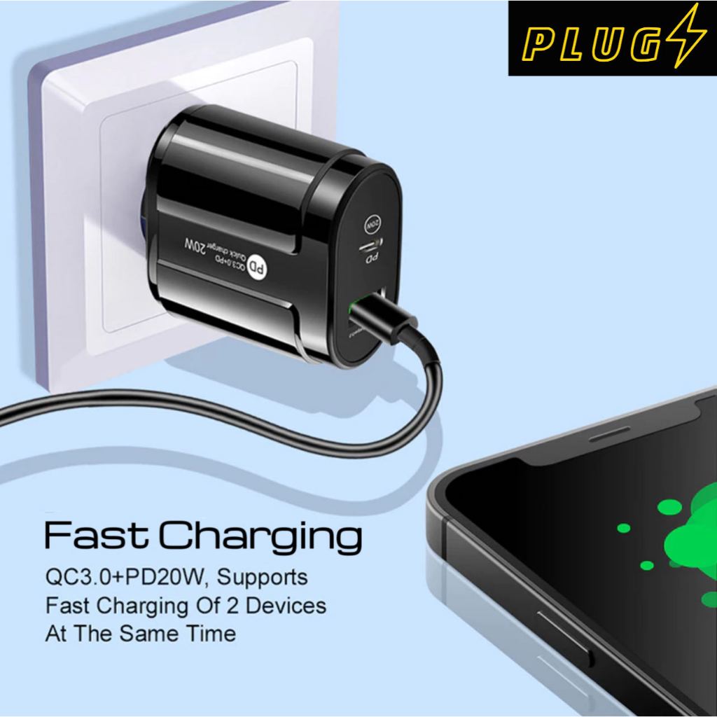 Jual [COD] PLUGS Adaptor Dual Charger Kepala Charger 20W Type C Pengisi ...