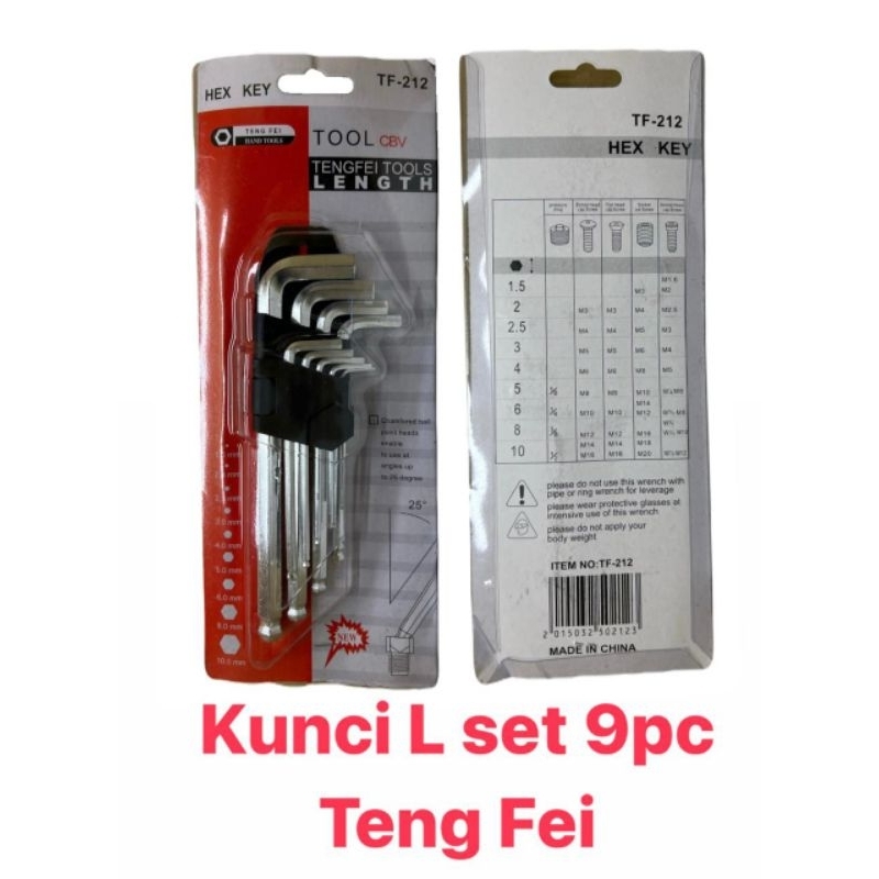 Jual kunci L set 9pc ujung bulat TENG FEI | Shopee Indonesia