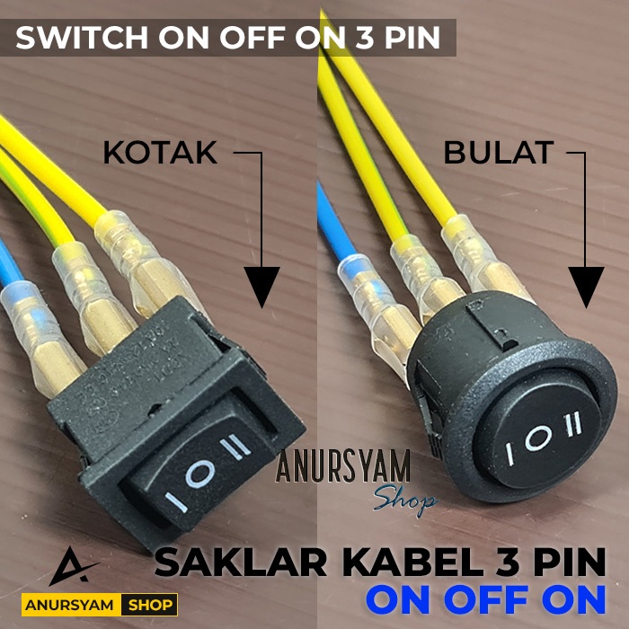 Jual Saklar Switch ON OFF ON 3 Pin Plus Kabel Motor Mobil | Shopee ...