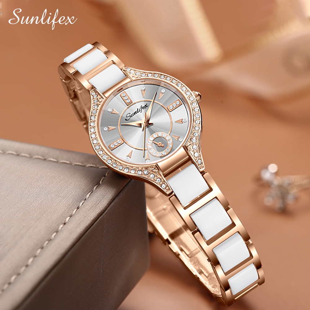 Jual Sunlifex Jam Tangan Wanita Besi Rantai Analog Terbaru 8010 Mode
