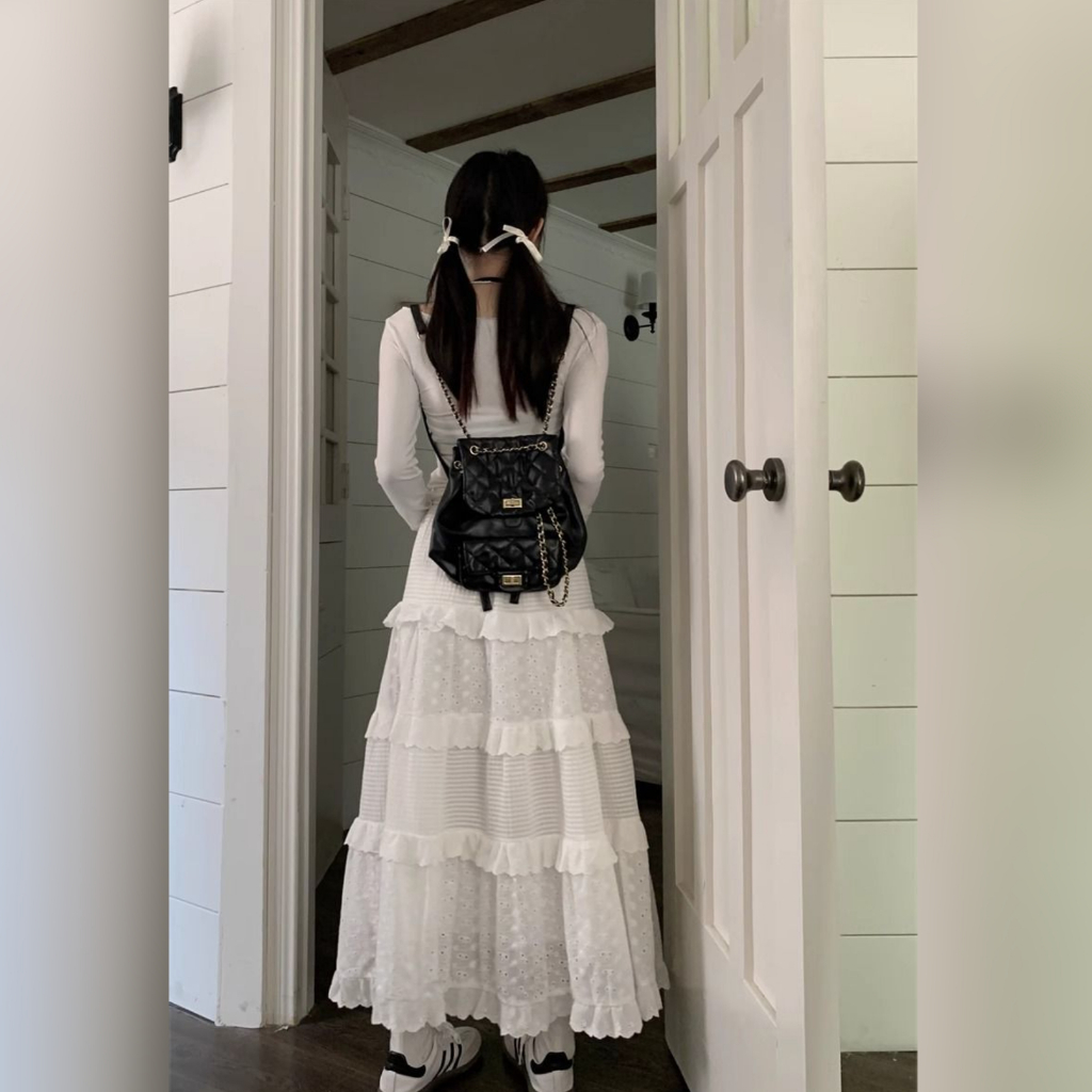 Jual ROK MIDI RENDA PUTIH KATUN PRMIUM KASUAL | Shopee Indonesia