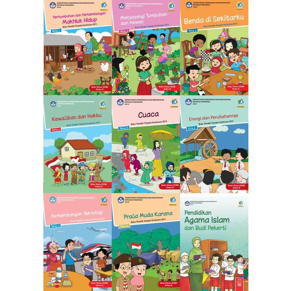 Jual Buku Siswa TEMATIK SD/MI KELAS 3 TEMA 1 2 3 4 5 6 7 8 KEMENDIKBUD ...