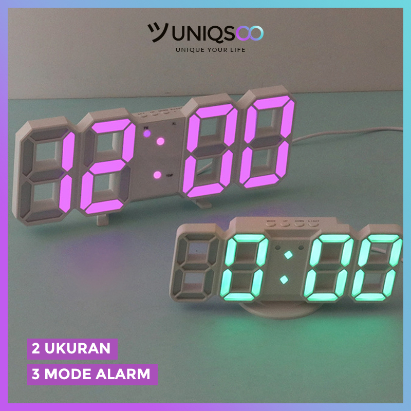 Jual UNIQSOO Jam Meja LED 3D Jam Dinding Digital LED 3D Bentuk Angka ...