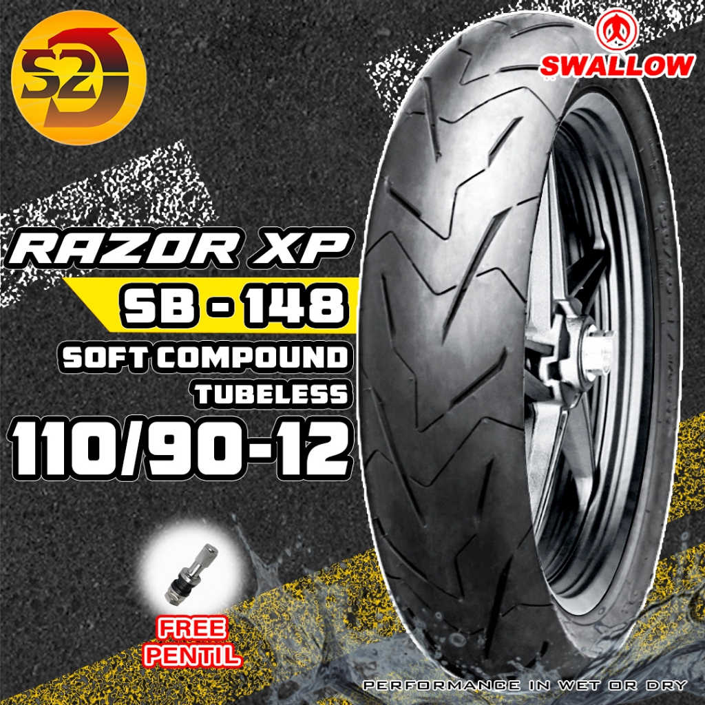 Jual BAN LUAR SWALLOW SB-148 RAZOR XP UKURAN 110/90-12 SOFT COMPOUND ...