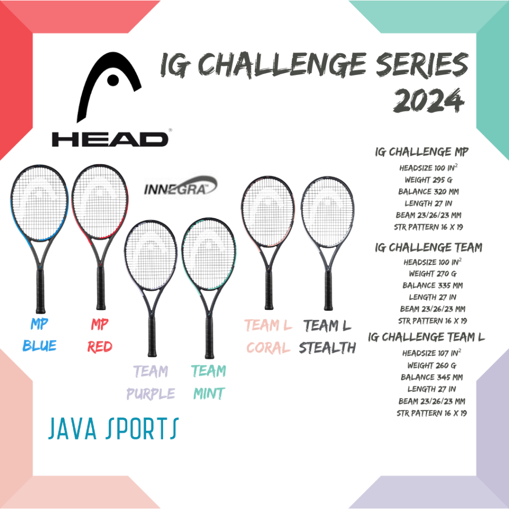 Jual Raket Tenis Head IG Challenge Innegra 2024 Series TEAM MP TEAM L ...