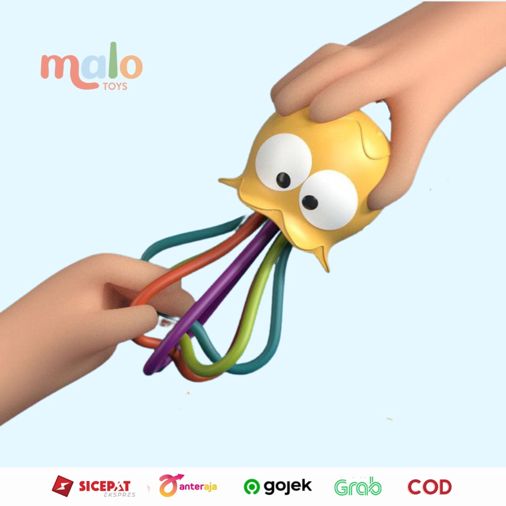 Jual BONANZA MALOTOYS Octopus Teether Manhattan Rattle Hand Grabbing ...