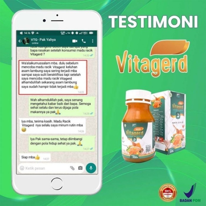 Jual Madu Vitagerd Herbal Original Obat Maag Asam Lambung Vita Gerd ...