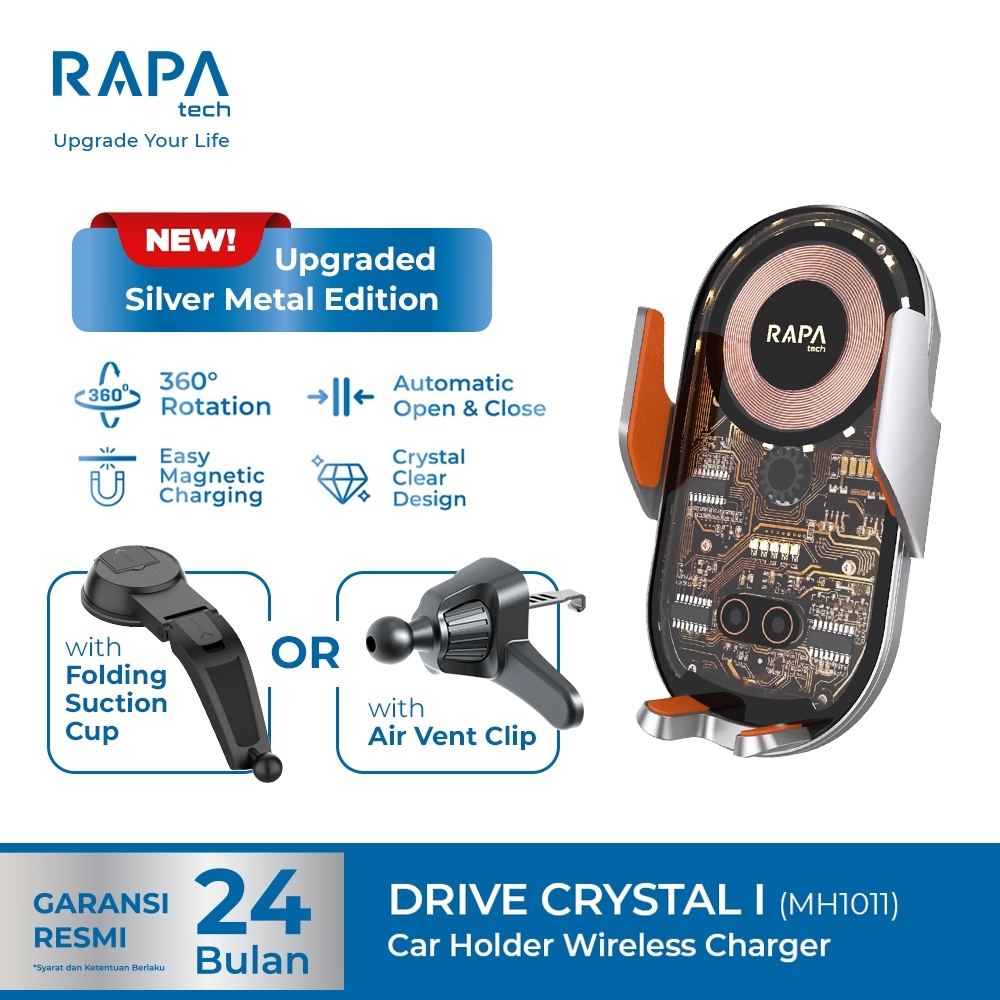 Jual RAPAtech MH1011 Car Holder Wireless Drive Crystal I Holder Charger ...