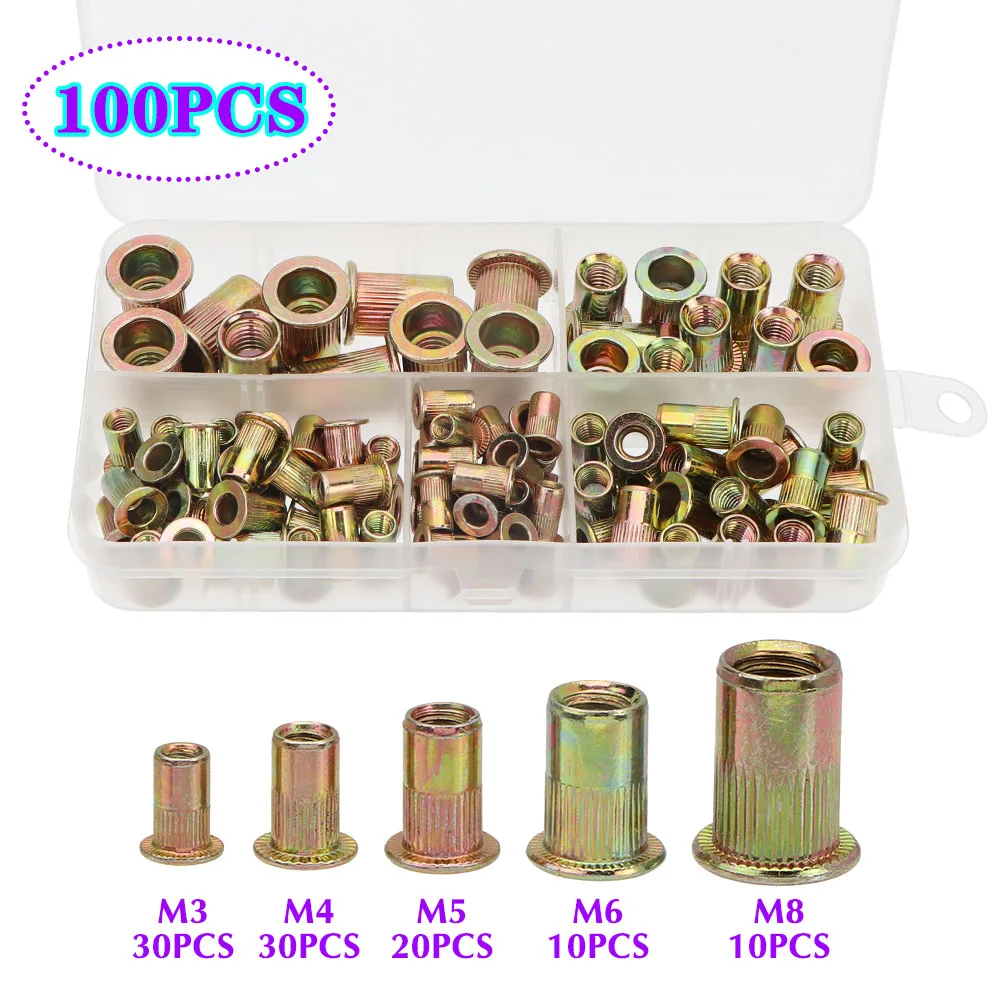 Jual Rivet Nut Baut M3 M4 M5 M6 M8 Pengecang Mur Paku Keling isi 100Pcs ...