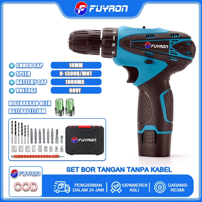 Jual FUYAON Bor Listrik Asli Bor Baterai Genggam 98VF/198VF dengan 2 ...