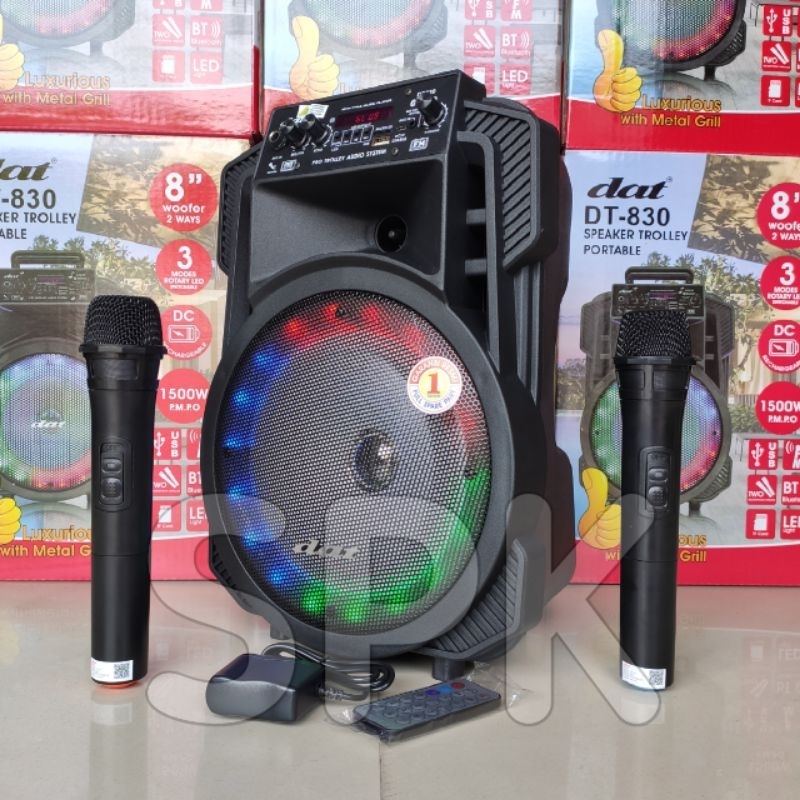 Jual Speaker Portable DAT DT 830 8 inch 2 Mic Wireless | Shopee Indonesia