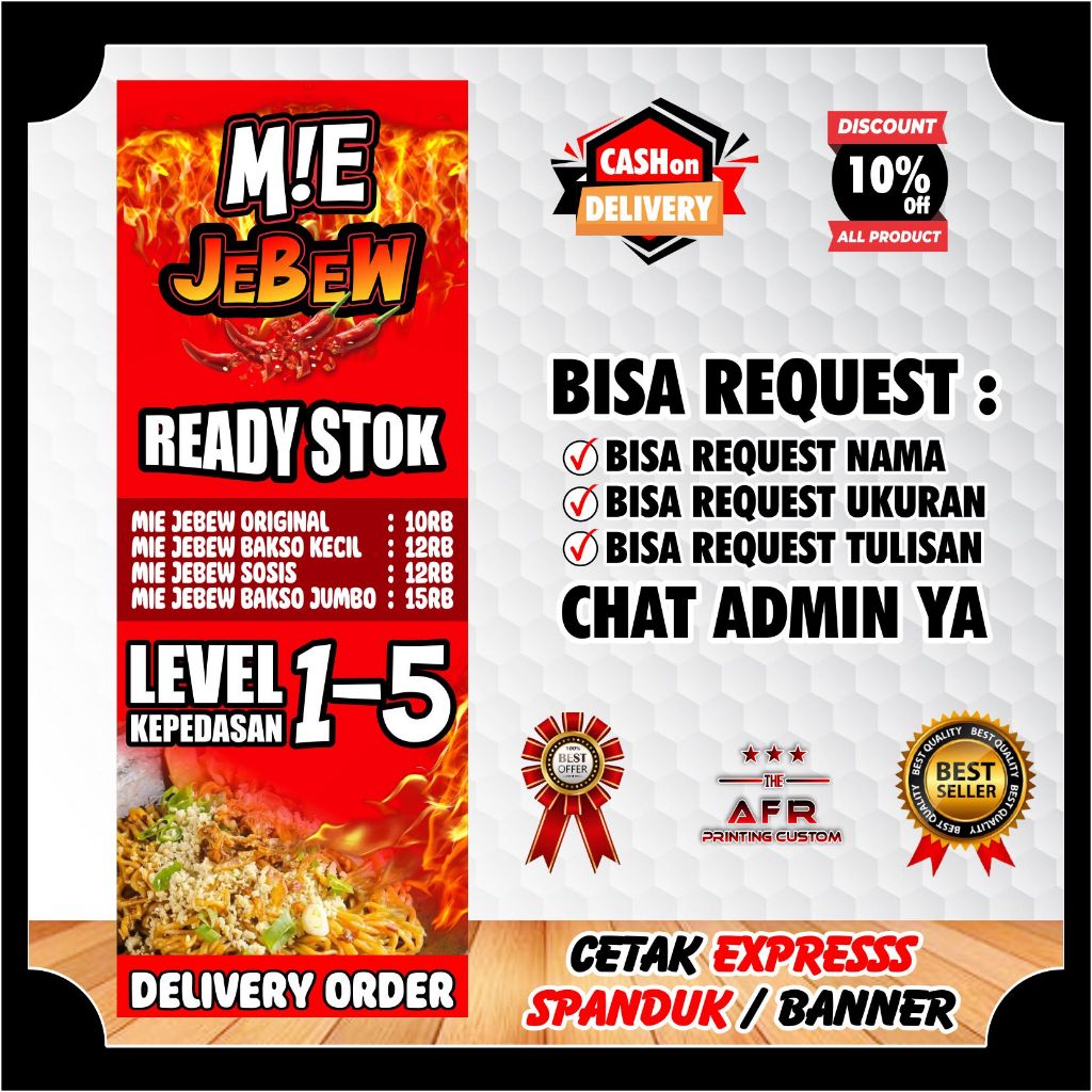 Jual Spanduk Banner Backdrop Mie Jebew Free Desain Custom Nama Harga