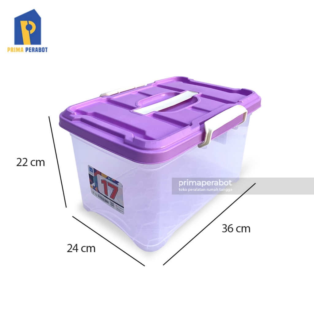 Jual Storage Box 17 Liter Transparan Boks Container Tutup Warna ...