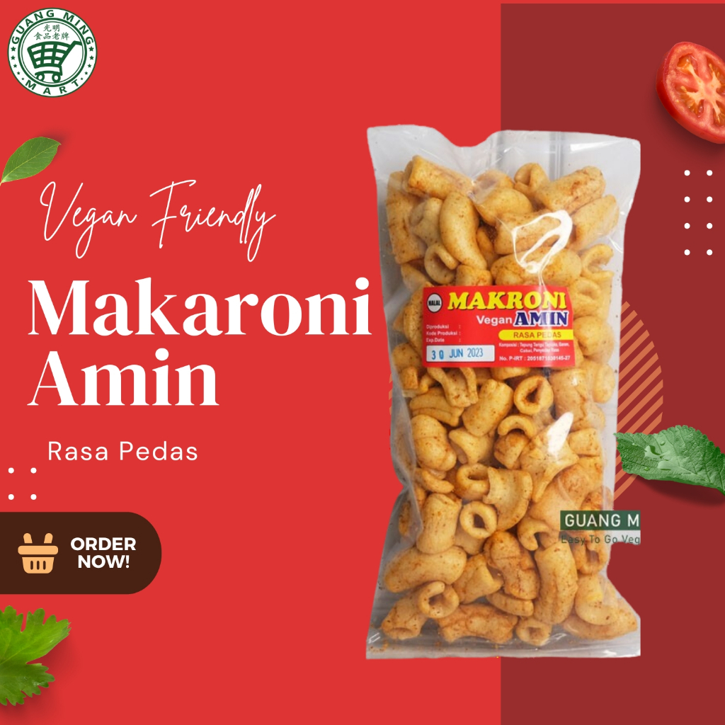 Jual Makaroni Amin Rasa Pedas Vegan & Vegetarian Friendly | Shopee ...