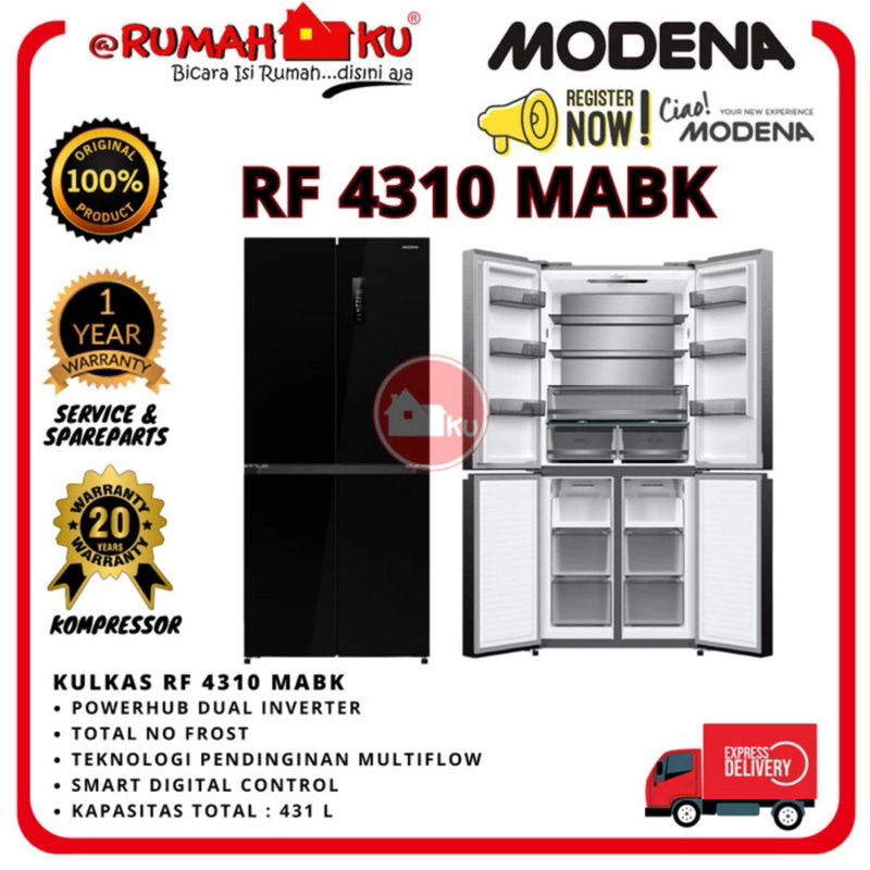 Jual MODENA RF 4310 MABK Multidoor 4 Pintu/KULKAS MODENA RF4310MABK ...