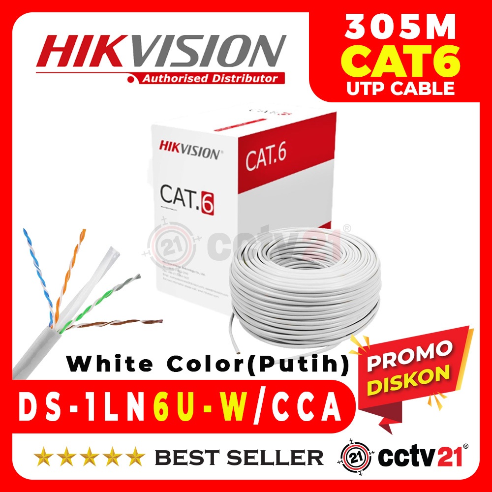 Jual Kabel HIKVISION CAT6 LAN Data UTP IP CAT 6 DS-1LN6U-W/CCA 305M ...