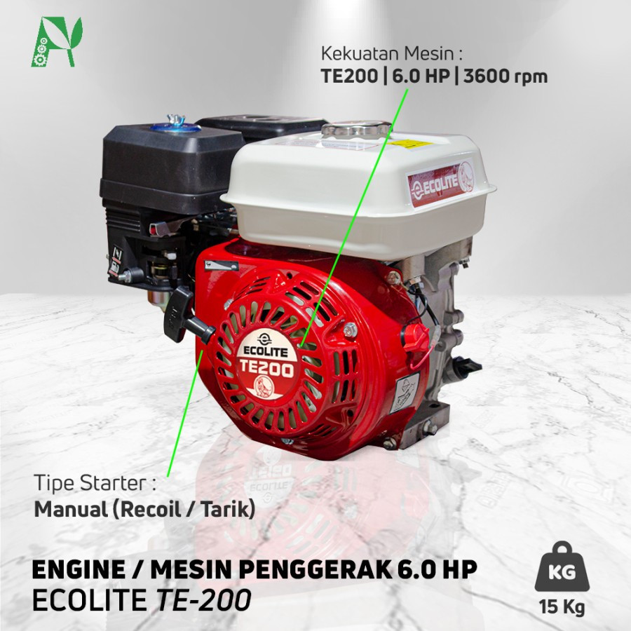 Jual Mesin Penggerak Engine Bensin 6.0 HP - Ecolite TE200 | Shopee ...