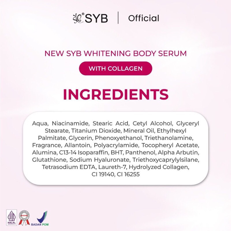Jual SYB Whitening Body Serum with Collagen Niacinamide Body Lotion ...