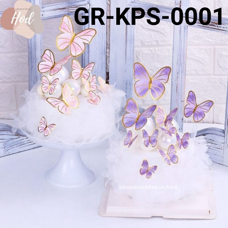 Jual MURAH GRKPS1 Cake topper hiasan kue kupu kupu butterfly pink ungu ...