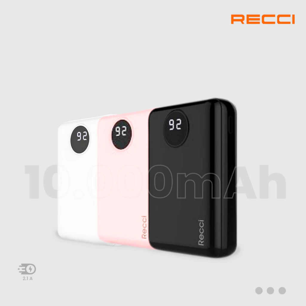 Powerbank RG-10000 GENIUS RECCI 10000mAhHitam/Putih/Pink