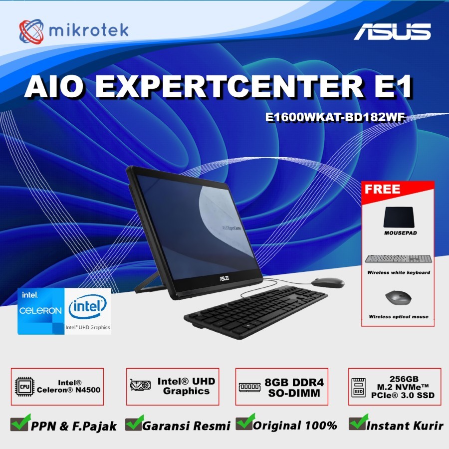 Jual ASUS AIO EXPERTCENTER E1 CELERON N4500 8GB 256 TOUCH E1600WKAT-BD182WF  | Shopee Indonesia