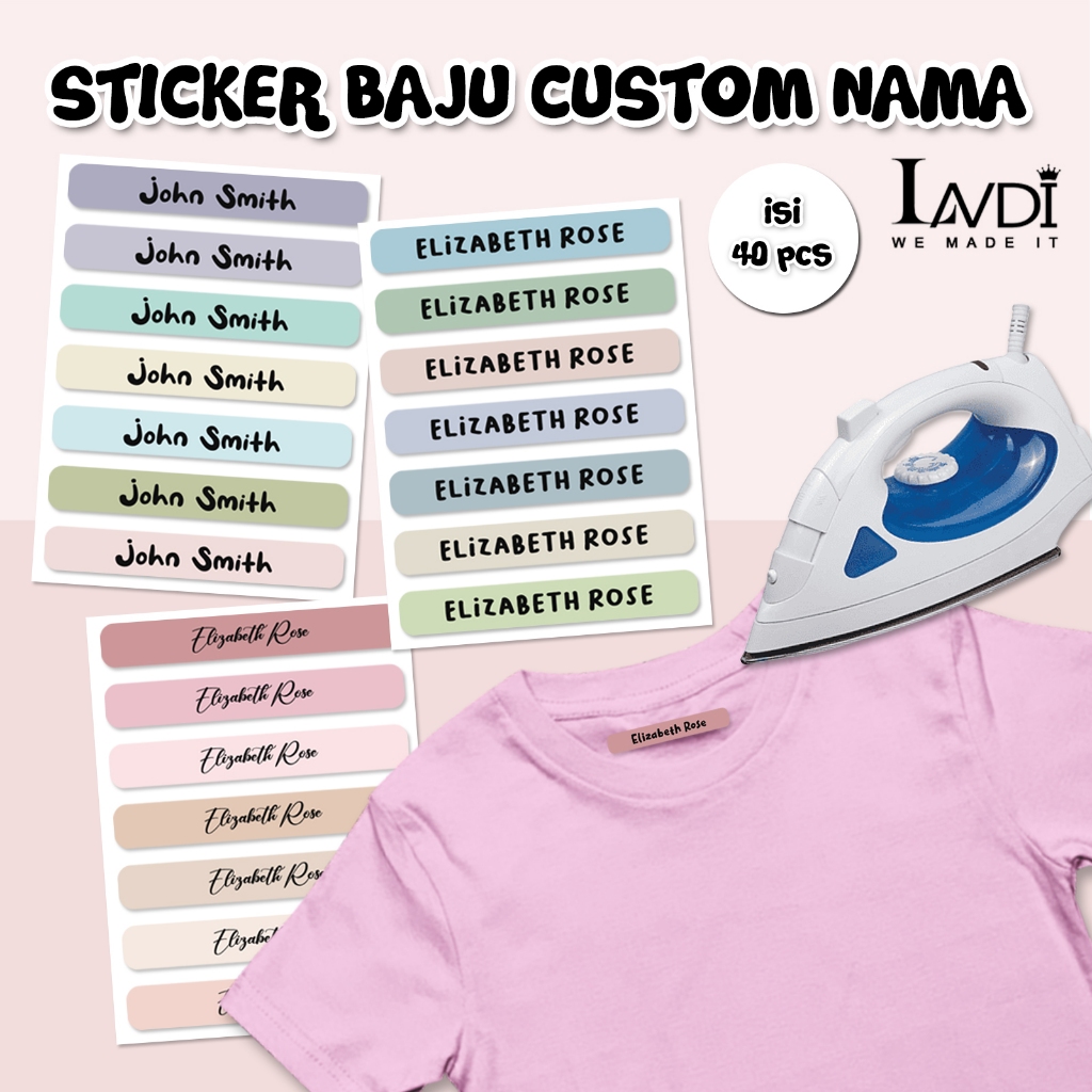 Jual Sticker Label Nama Kain Baju Setrika Custom Waterproof Warna ...