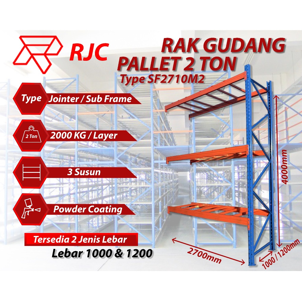 Jual Rack Pallet Heavy Duty 2 Ton RJC Pallet Racking pabrik 2000 kg Rak ...