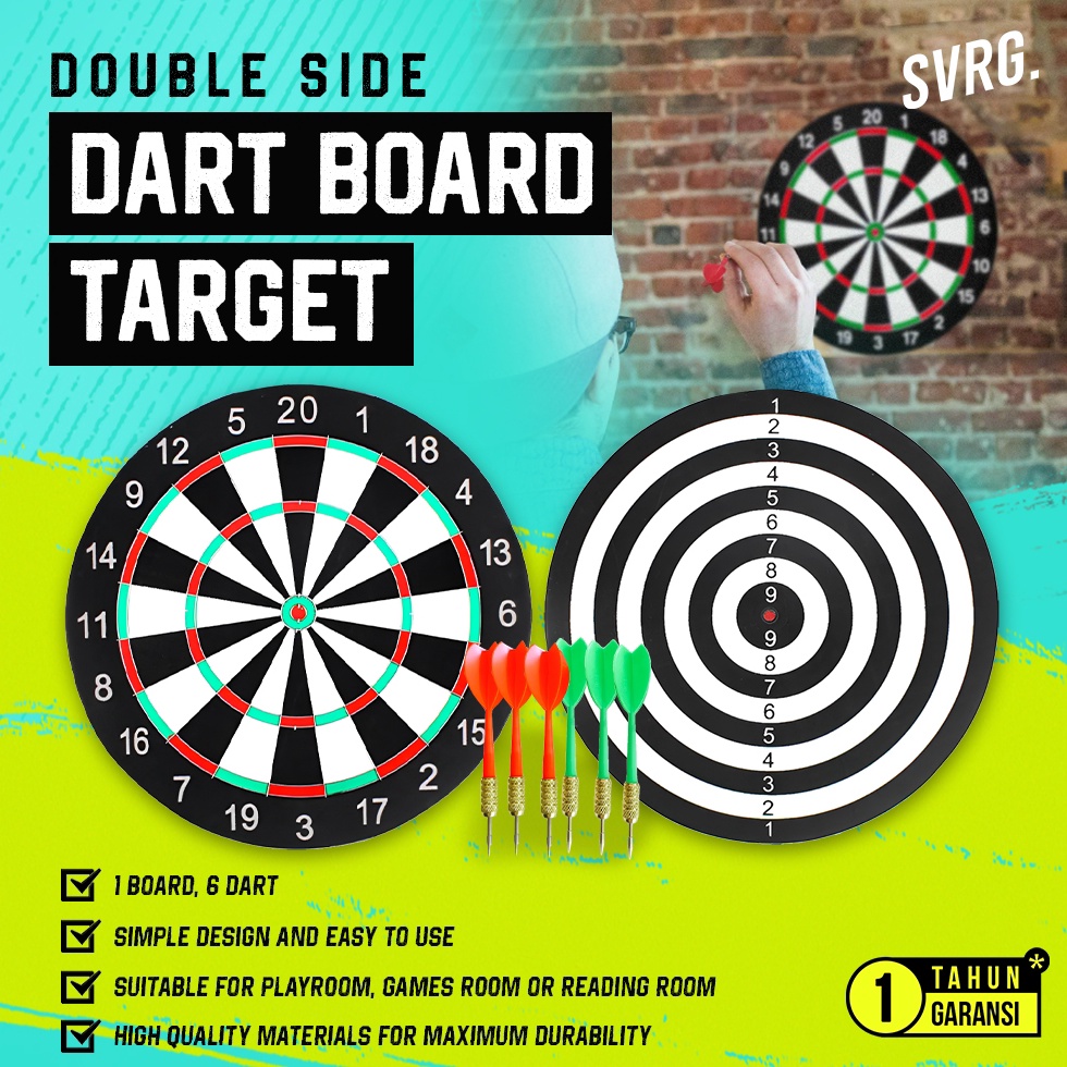 Jual KODE L6H9 SVRG Dart Board Target Double Side Papan Dart 2 Sisi ...