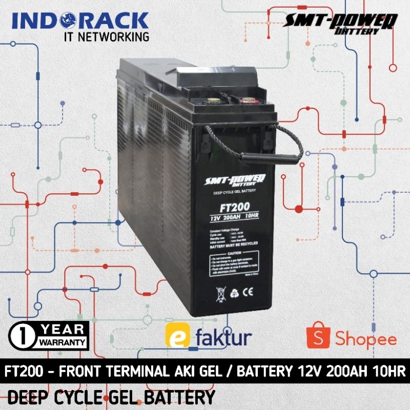 Jual Ft200 Battery Smt Power 12v 200ah 10hr Front Terminal Aki Deep Cycle Gel Shopee Indonesia 6681