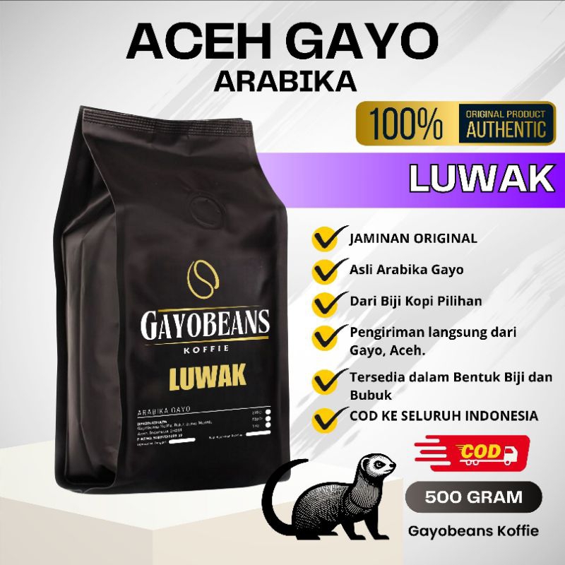 Jual KOPI GAYO LUWAK LIAR ORIGINAL ARABIKA GAYO ACEH GAYOBEANS