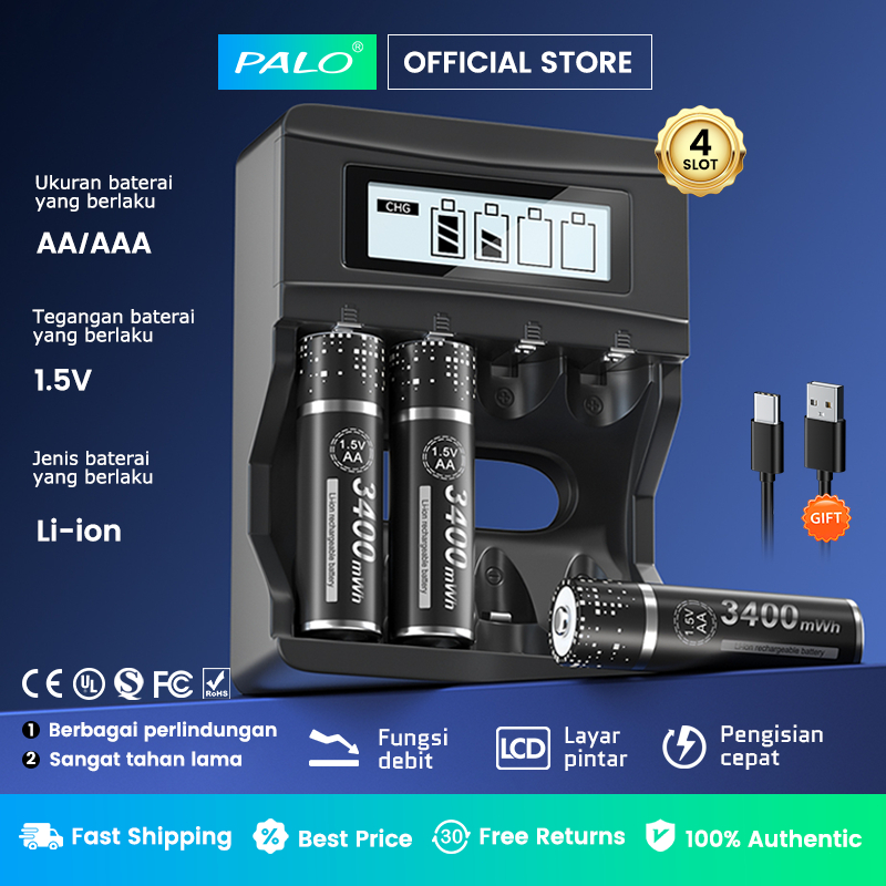 Jual PALO 1 5V litium Baterai Cas Baterai Charge AA dan AAA Baterai Isi