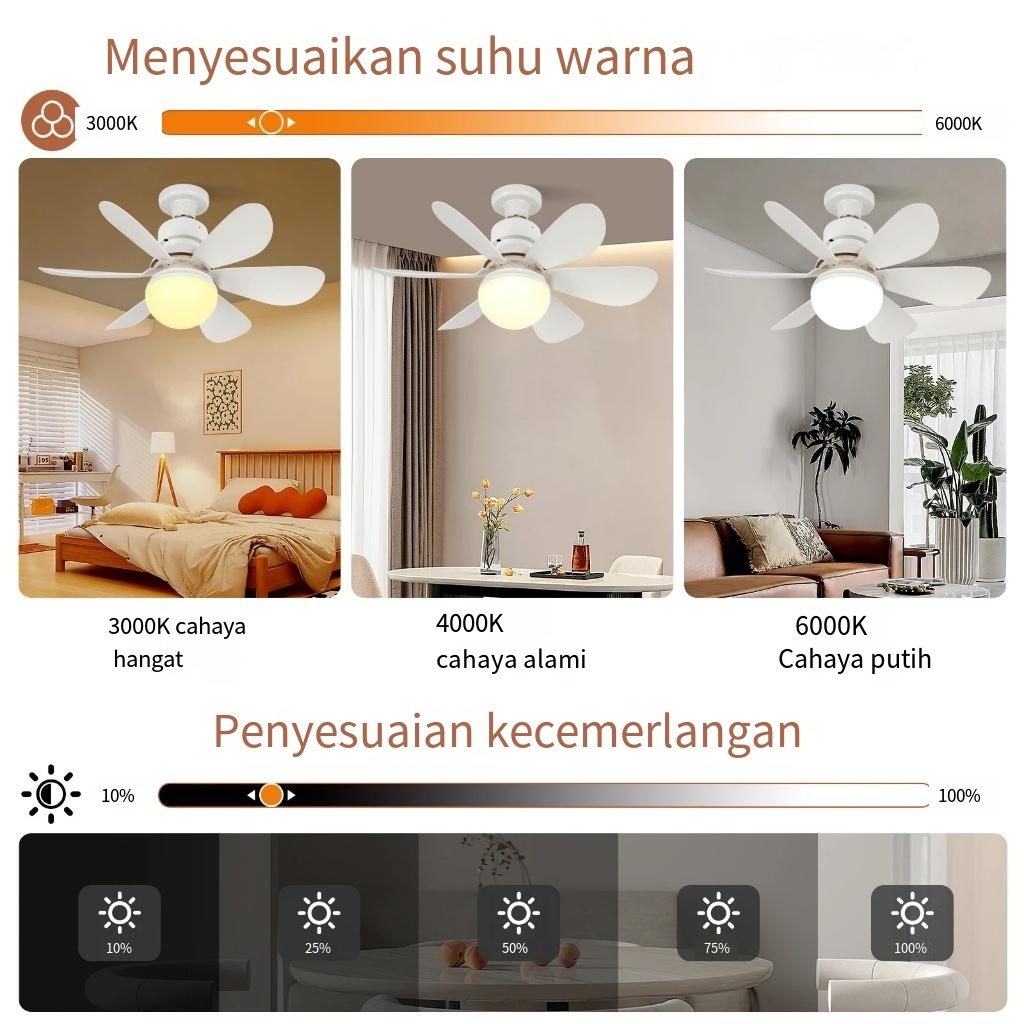 Jual 52CM Kipas Angin Plafon 40W 2in1 Lampu Kipas Angin LED E27 ...