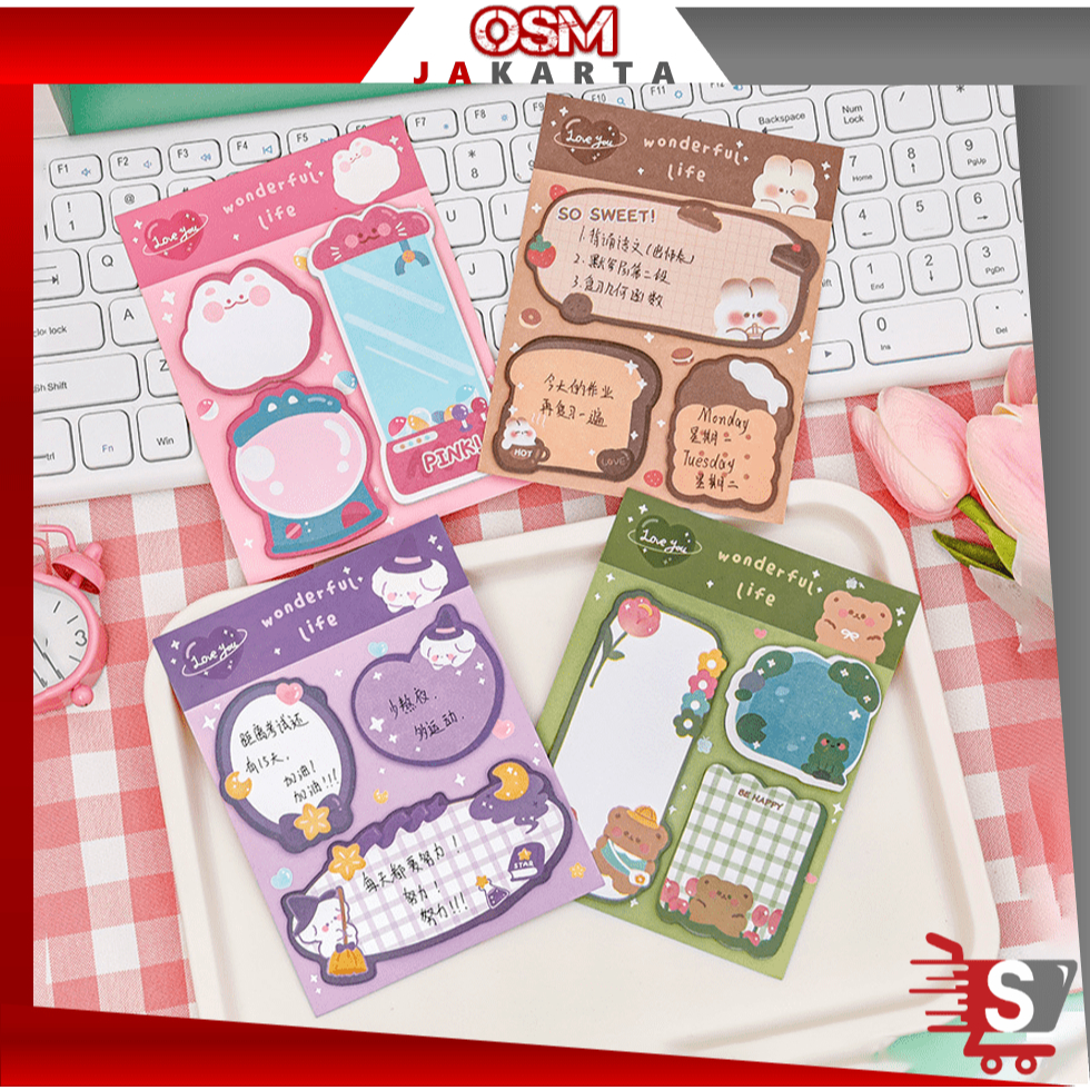 Jual OSM JKT S6268 Sticky Notes Lucu 3 in 1 / Tempelan Kertas Catatan ...