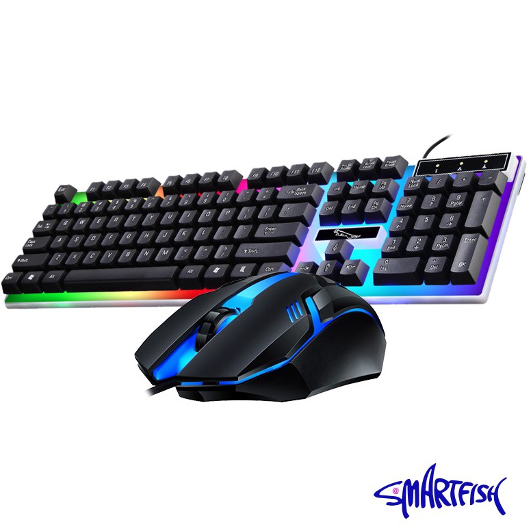 Jual KODE J6Y Smartfish Keyboard Mouse Gaming Set dengan RGB Light wire ...