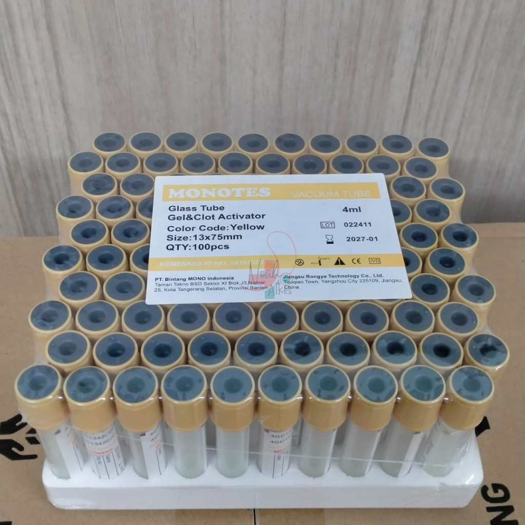 Jual TABUNG VACCUM TUBE GEL CLOTH ACTIVATOR GLASS 4 ML | MONOTES ...