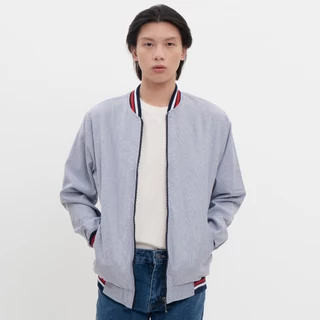 M231 Jaket Pria Bomber Oxford Panjang Biru 1768D
