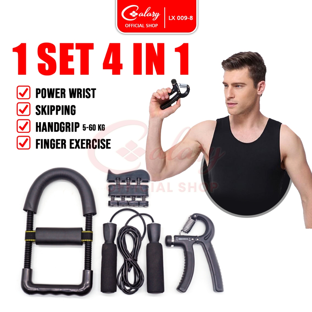 CALARY Handgrip Set 4in1 Exercise Skipping Rope Power Wrist Olahraga Jari Tangan 009-8