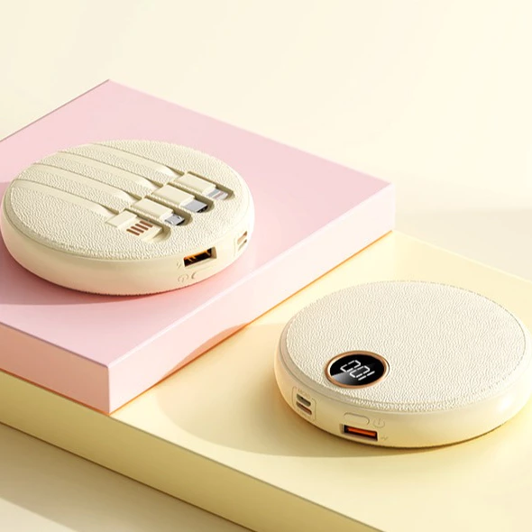 DX36 Mini size Powerbank 10000mAh with 4 cable fast charging LED Display Portable External PowerBank